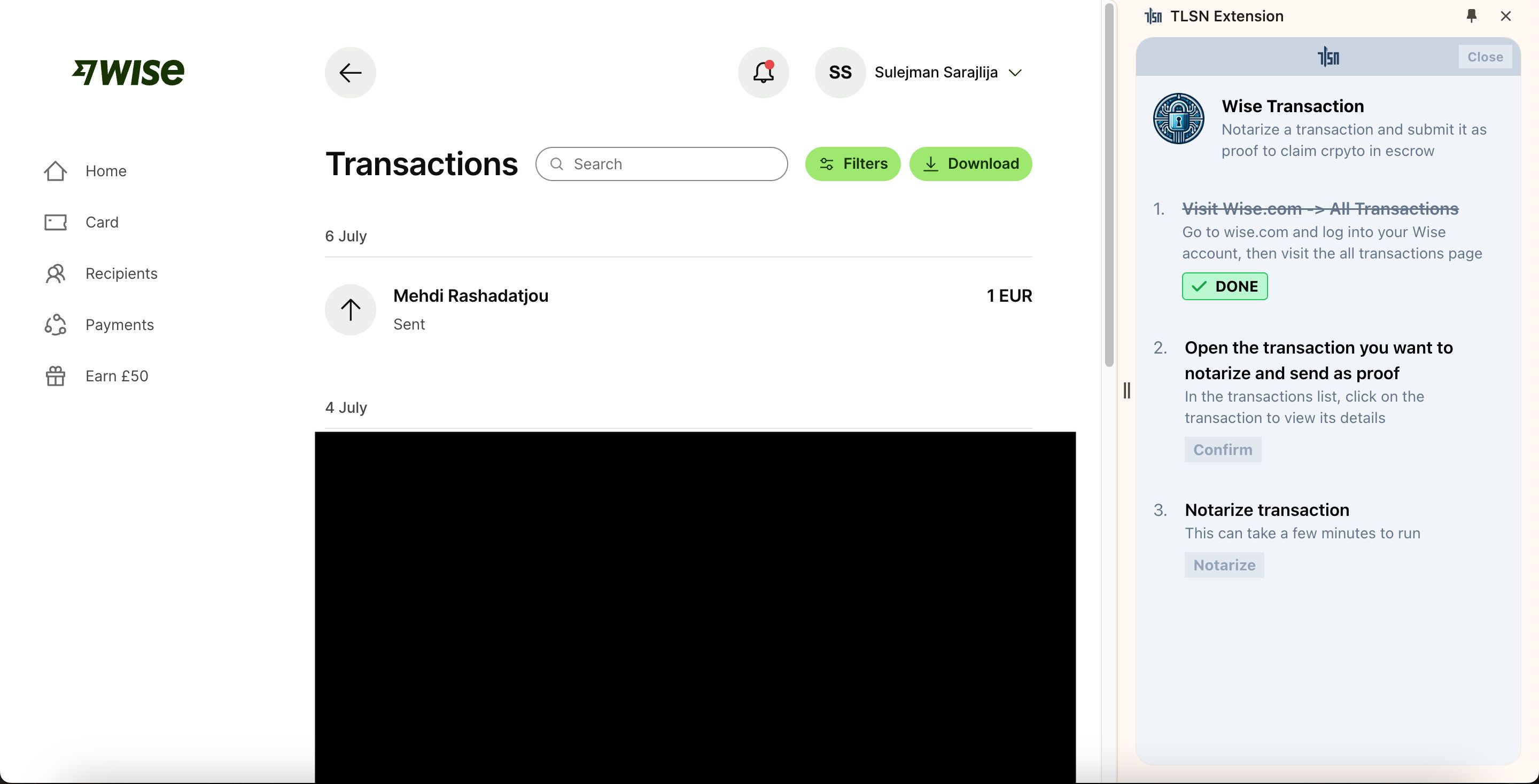 Notar Exchange Wise integration